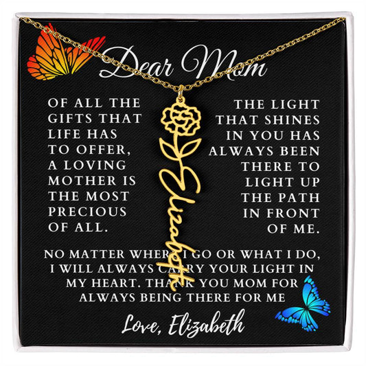 [Almost Sold Out] Butterflies Dear Mom Flower Name Necklace