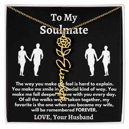 [ALMOST SOLD OUT] To My Soulmate - Love, Your Husband Flower Name Necklace