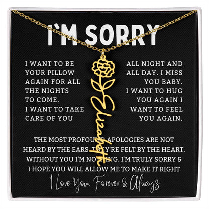 [Almost Sold Out] I'm Sorry Apologies By The Heart Flower Name Necklace