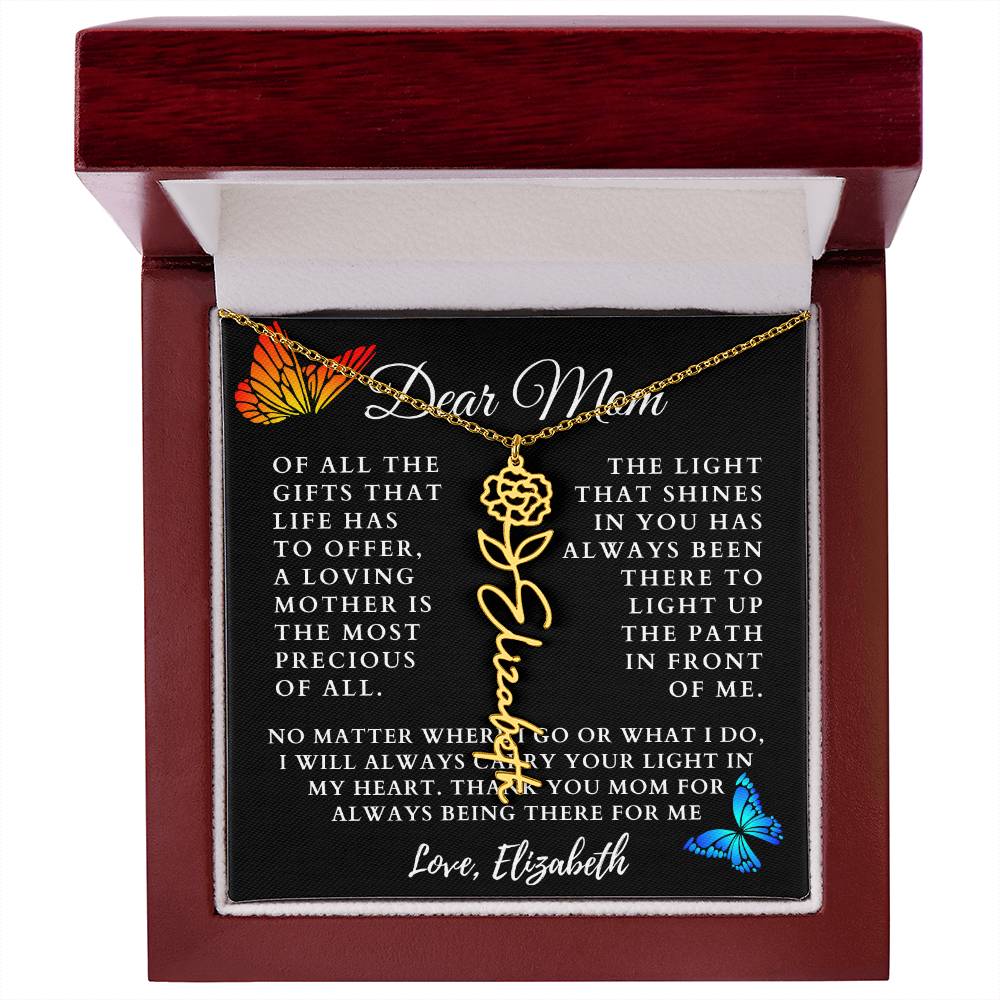 [Almost Sold Out] Butterflies Dear Mom Flower Name Necklace
