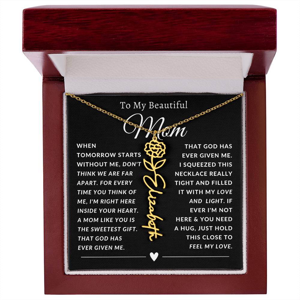 [ALMOST SOLD OUT] To My Beautiful Mom Heart Flower Name Necklace