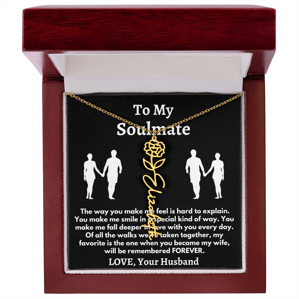 [ALMOST SOLD OUT] To My Soulmate - Love, Your Husband Flower Name Necklace