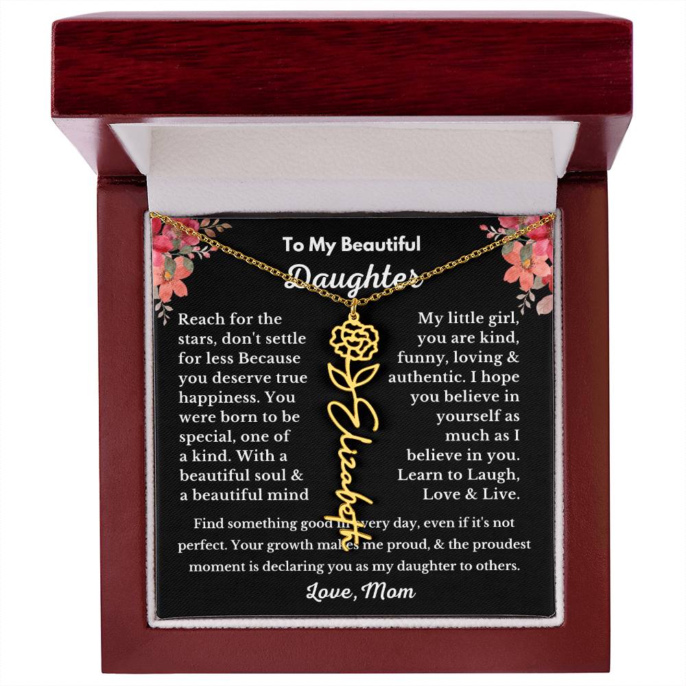 [ALMOST SOLD OUT] To My Beautiful Daughter Love, Mom Flower Name Necklace