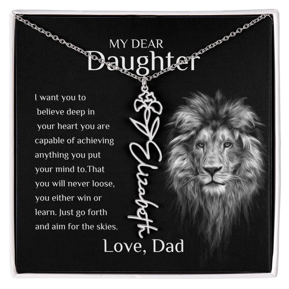 Personalized Name Necklace With Birth Flower for Daughter