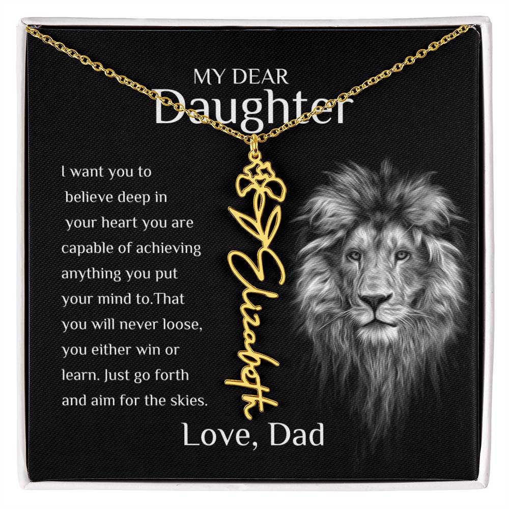 Personalized Name Necklace With Birth Flower for Daughter