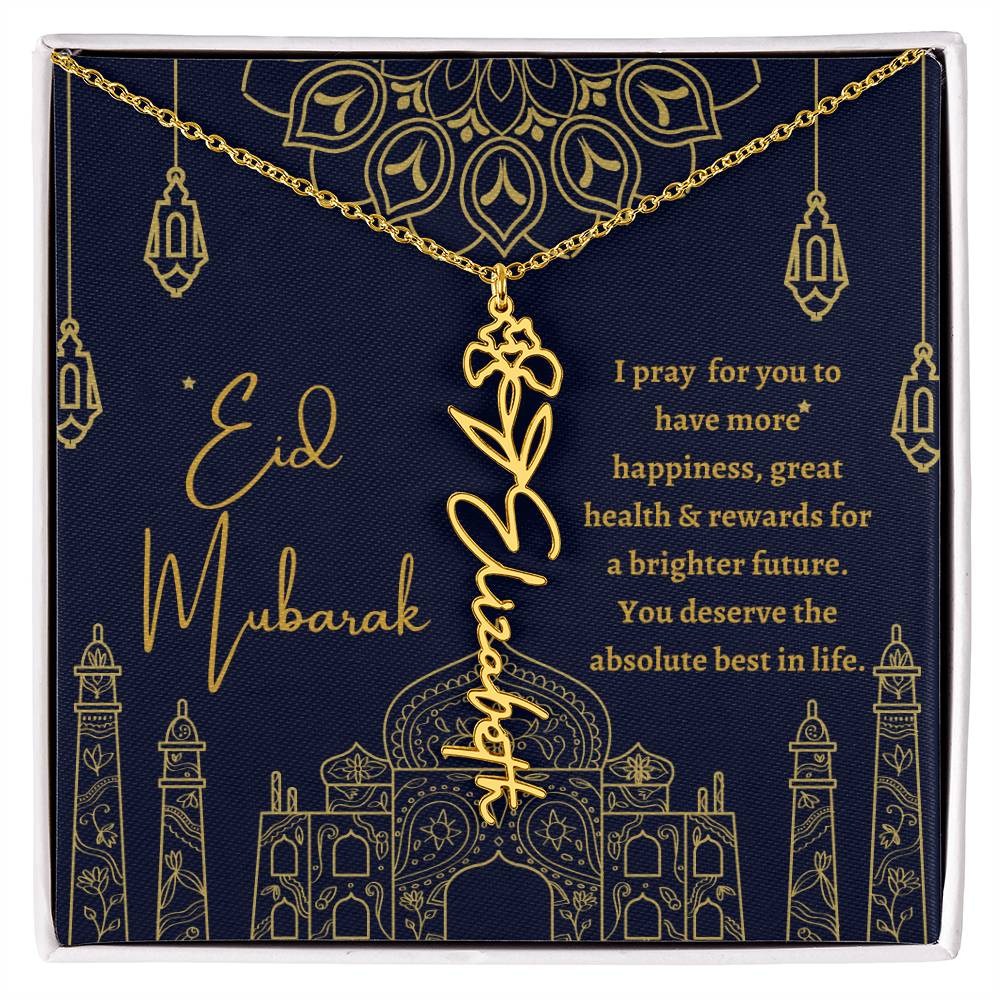 [ALMOST SOLD OUT] I PRAY FOR YOU TO HAVE MORE HAPPINESS BLUE AND GOLD FLOWER NAME NECKLACE