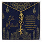 Eid Mubarak Blue and Gold I Thank Allah for Bringing You Into My Life Flower Name Necklace