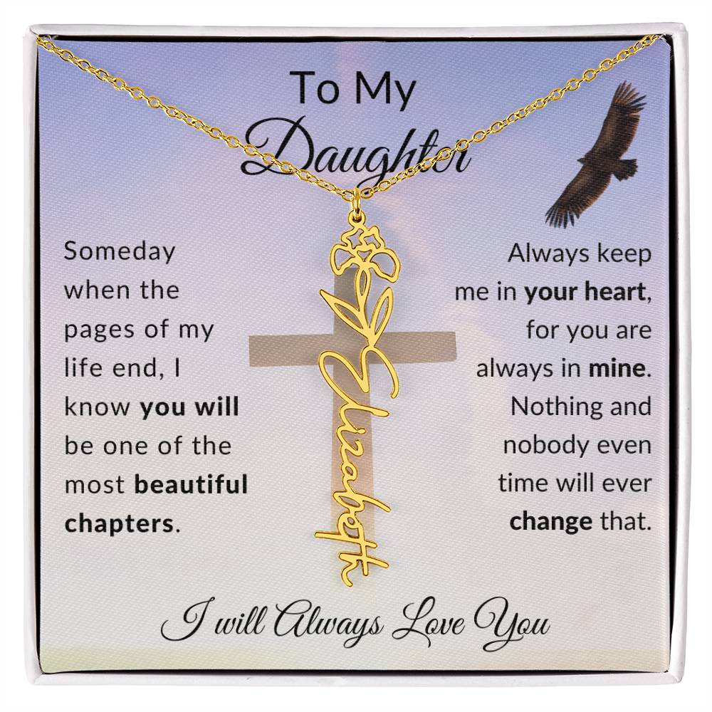 [ALMOST SOLD OUT] Cross To My Daughter Flower Name Necklace
