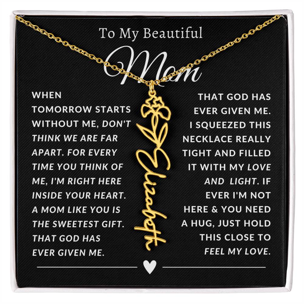[ALMOST SOLD OUT] To My Beautiful Mom Heart Flower Name Necklace