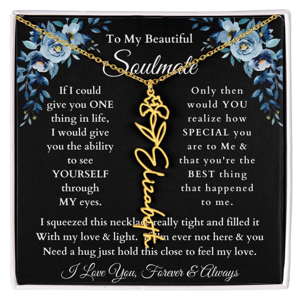 [ALMOST SOLD OUT] To My Beautiful Soulmate Blue Flower Name Necklace