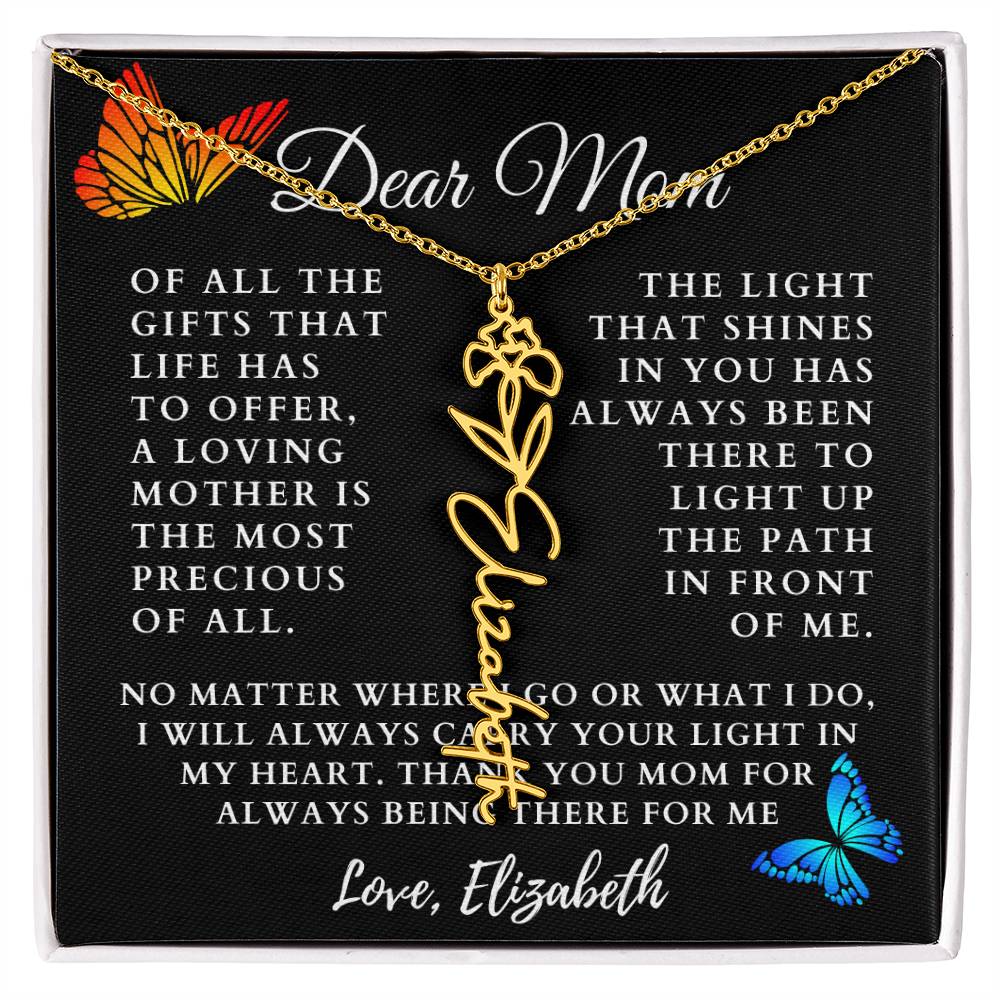[Almost Sold Out] Butterflies Dear Mom Flower Name Necklace