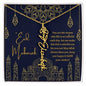 You Are the Reason Life Is So Colorful Blue and Gold Eid Mubarak Flower Name Necklace