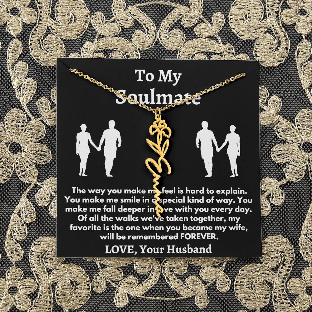 [ALMOST SOLD OUT] To My Soulmate - Love, Your Husband Flower Name Necklace