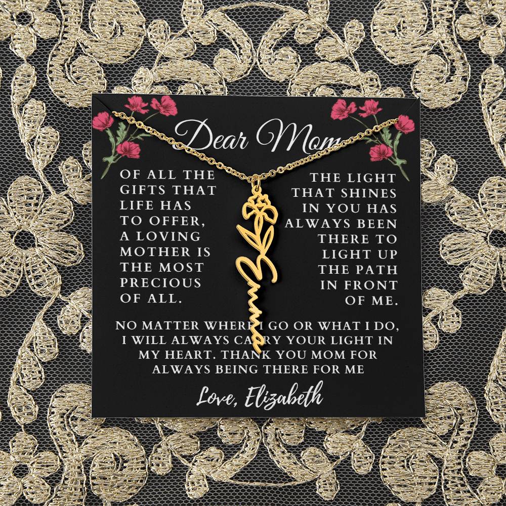 [Almost Sold Out] Floral Dear Mom Flower Name Necklace