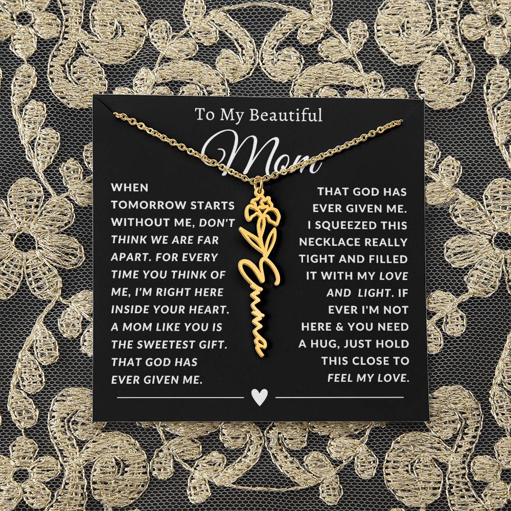 [ALMOST SOLD OUT] To My Beautiful Mom Heart Flower Name Necklace
