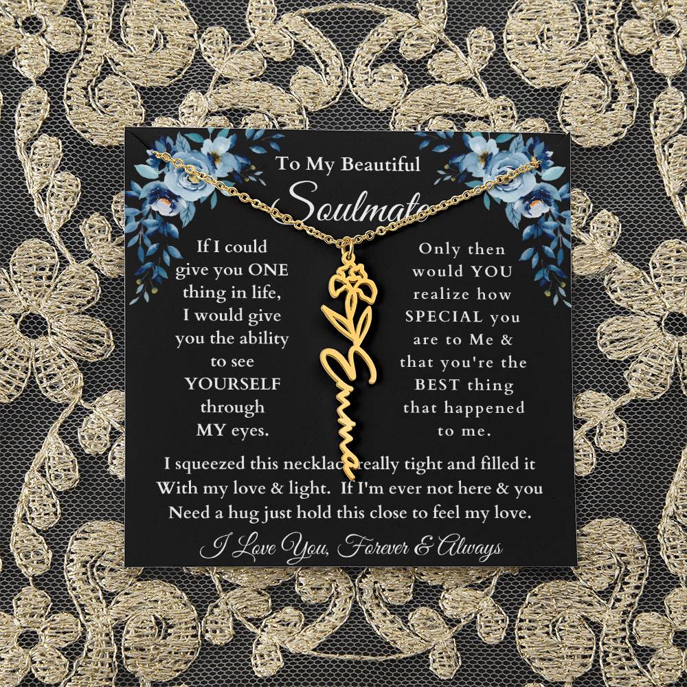 [ALMOST SOLD OUT] To My Beautiful Soulmate Blue Flower Name Necklace