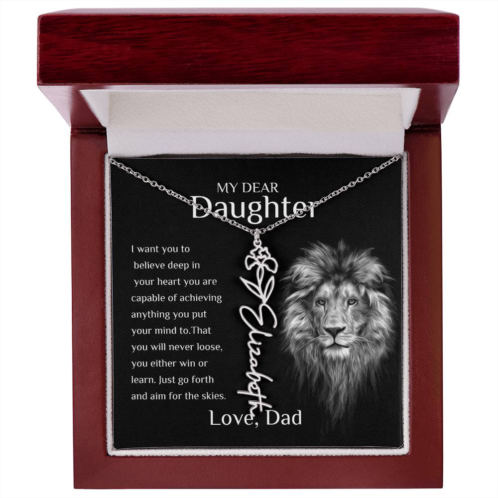 Personalized Name Necklace With Birth Flower for Daughter