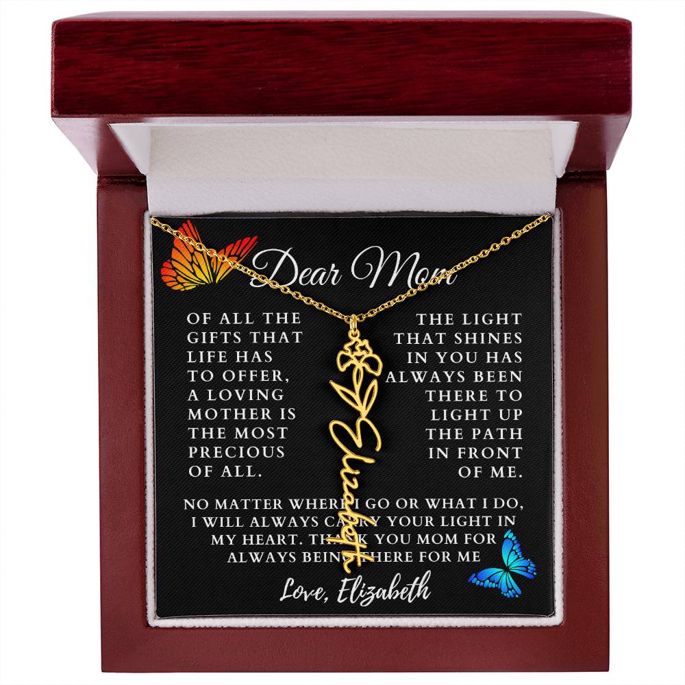 [Almost Sold Out] Butterflies Dear Mom Flower Name Necklace