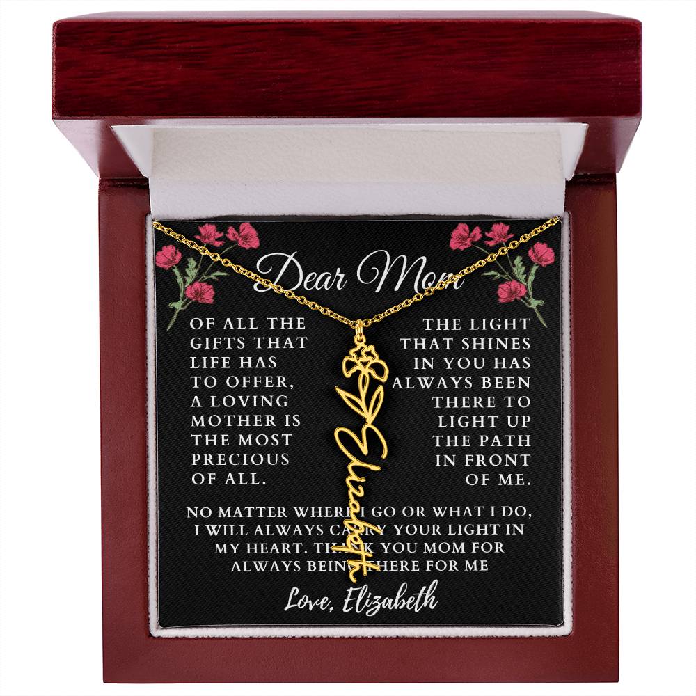 [Almost Sold Out] Floral Dear Mom Flower Name Necklace