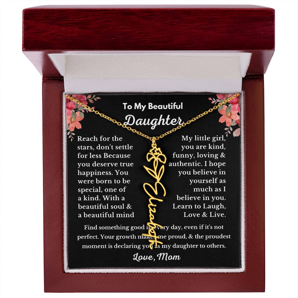 [ALMOST SOLD OUT] To My Beautiful Daughter Love, Mom Flower Name Necklace