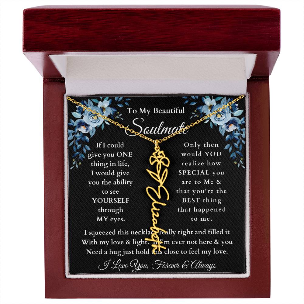 [ALMOST SOLD OUT] To My Beautiful Soulmate Blue Flower Name Necklace