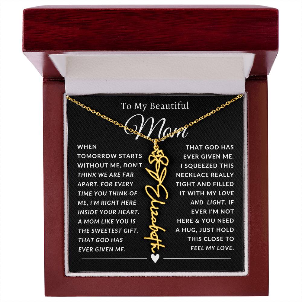 [ALMOST SOLD OUT] To My Beautiful Mom Heart Flower Name Necklace