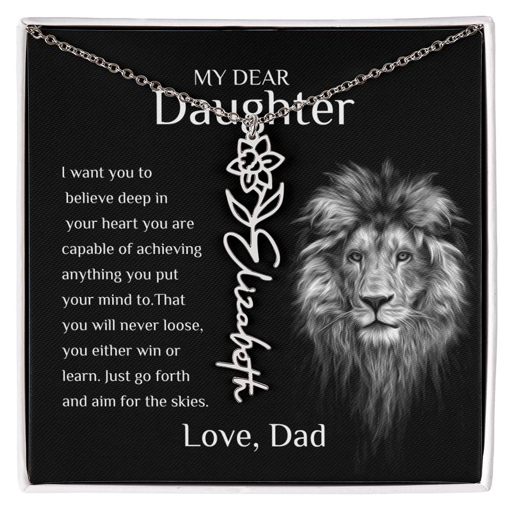 Personalized Name Necklace With Birth Flower for Daughter