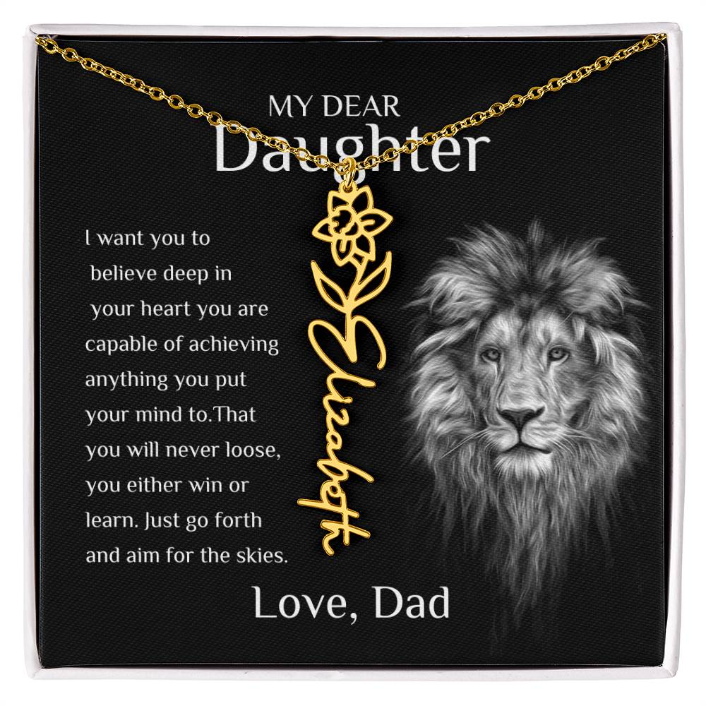 Personalized Name Necklace With Birth Flower for Daughter