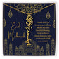 [ALMOST SOLD OUT] EID MUBARAK BLUE AND GOLD I THANK ALLAH FOR BRINGING YOU INTO MY LIFE FLOWER NAME NECKLACE