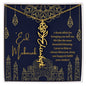 Eid Mubarak Blue and Gold I Thank Allah for Bringing You Into My Life Flower Name Necklace