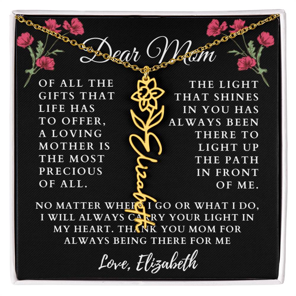[Almost Sold Out] Floral Dear Mom Flower Name Necklace