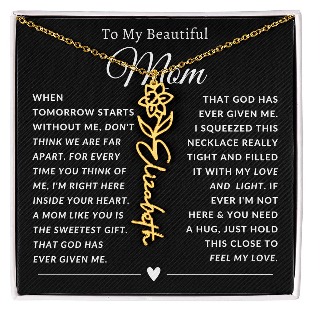 [ALMOST SOLD OUT] To My Beautiful Mom Heart Flower Name Necklace