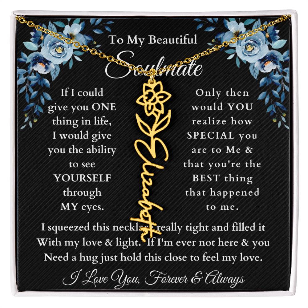 [ALMOST SOLD OUT] To My Beautiful Soulmate Blue Flower Name Necklace