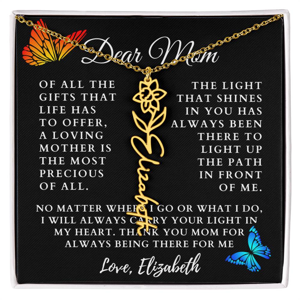 [Almost Sold Out] Butterflies Dear Mom Flower Name Necklace