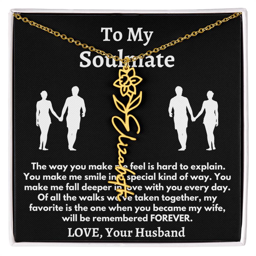 [ALMOST SOLD OUT] To My Soulmate - Love, Your Husband Flower Name Necklace