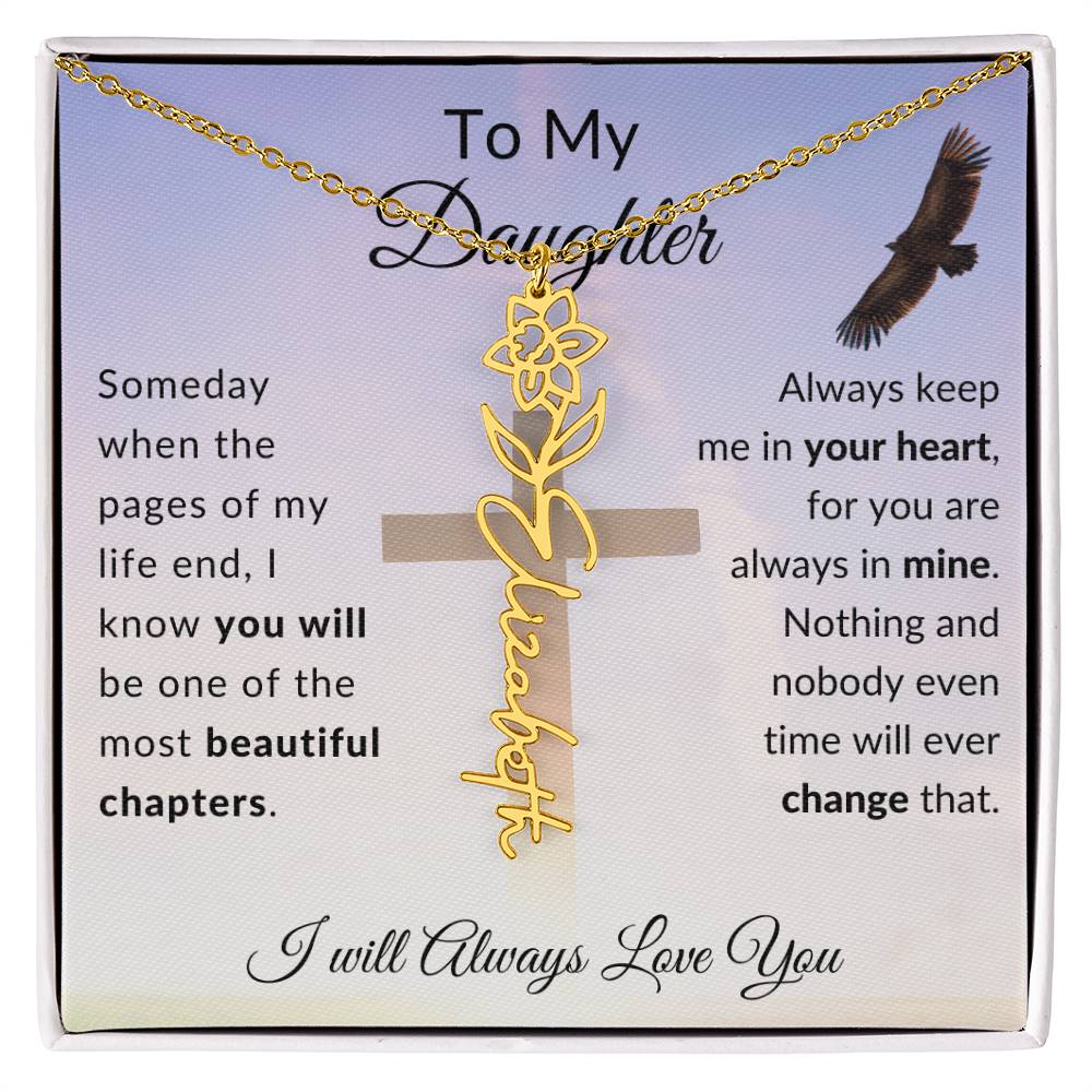 [ALMOST SOLD OUT] Cross To My Daughter Flower Name Necklace