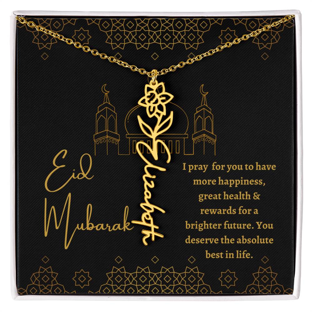 [ALMOST SOLD OUT] Black and Gold I Pray For You To Have All The Happiness Flower Name Necklace