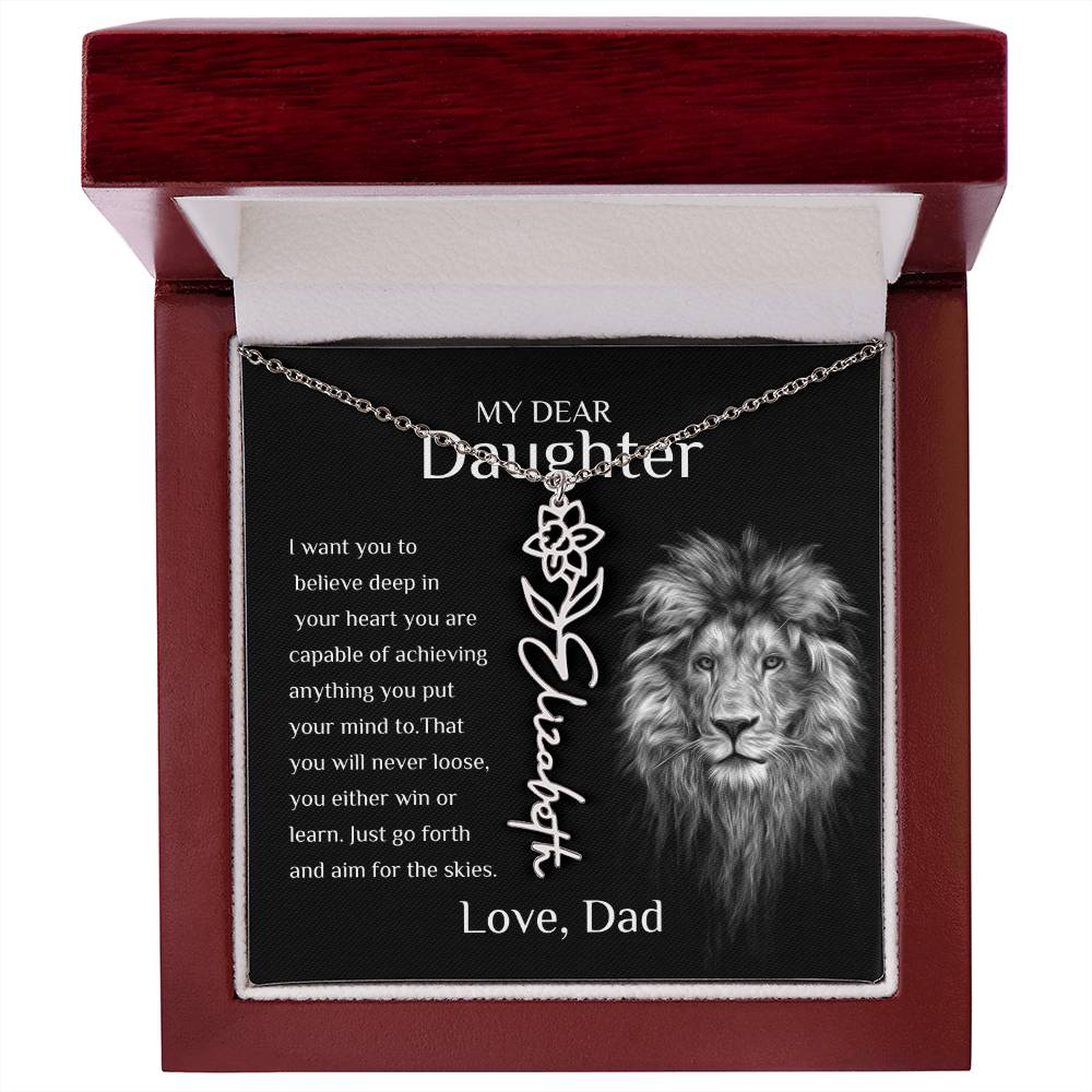 Personalized Name Necklace With Birth Flower for Daughter