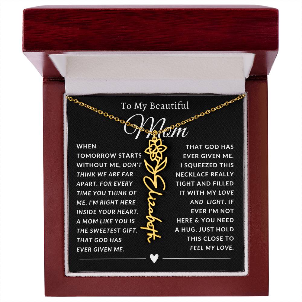 [ALMOST SOLD OUT] To My Beautiful Mom Heart Flower Name Necklace