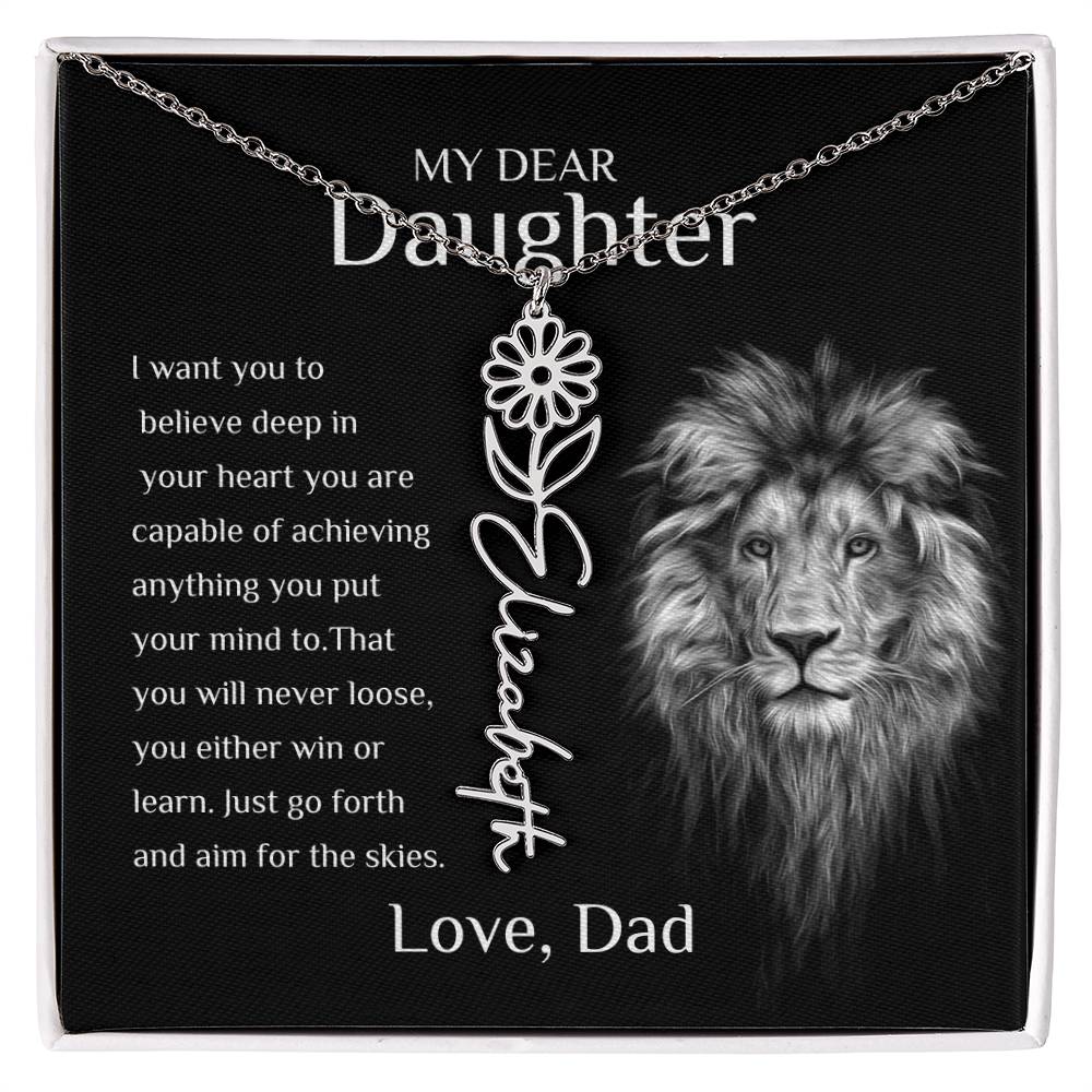Personalized Name Necklace With Birth Flower for Daughter