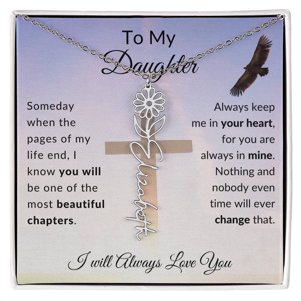 [ALMOST SOLD OUT] Cross To My Daughter Flower Name Necklace