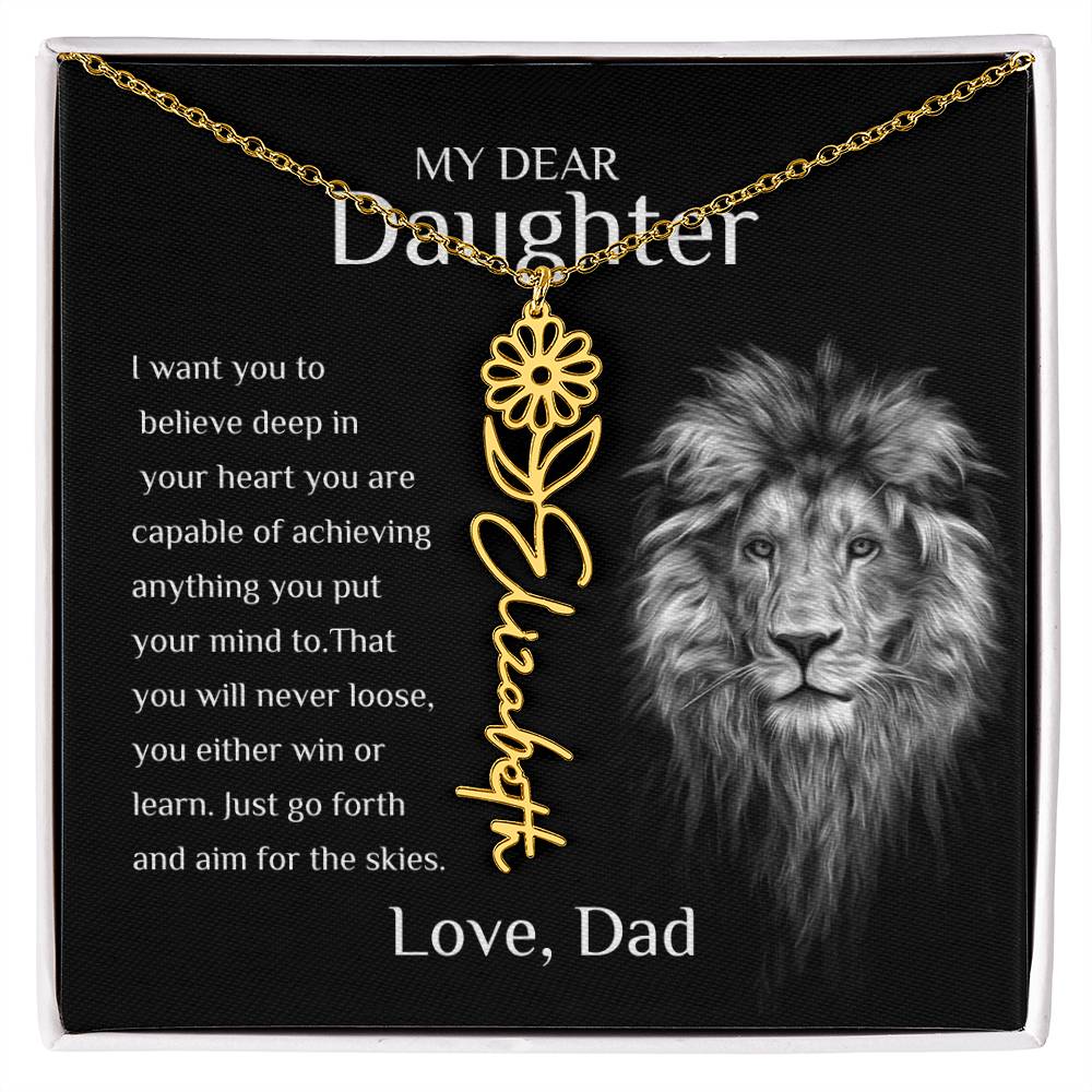 Personalized Name Necklace With Birth Flower for Daughter