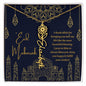 Eid Mubarak Blue and Gold I Thank Allah for Bringing You Into My Life Flower Name Necklace