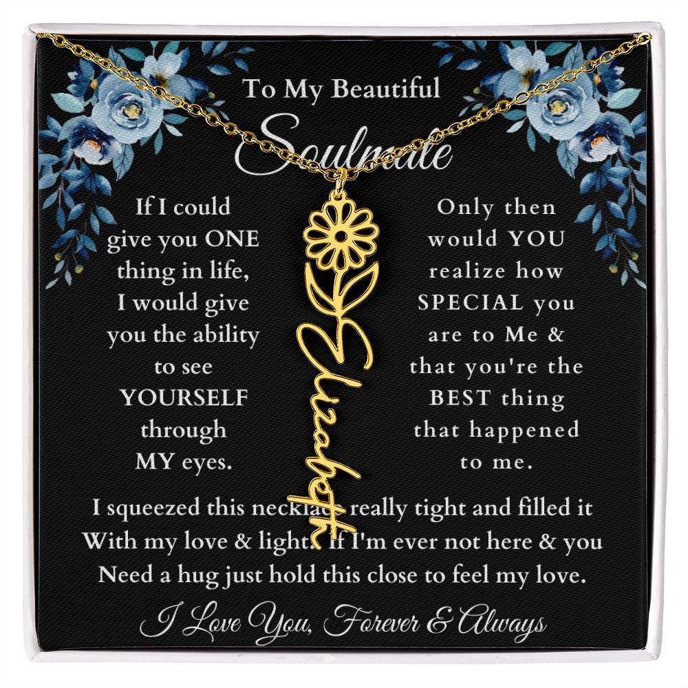 [ALMOST SOLD OUT] To My Beautiful Soulmate Blue Flower Name Necklace