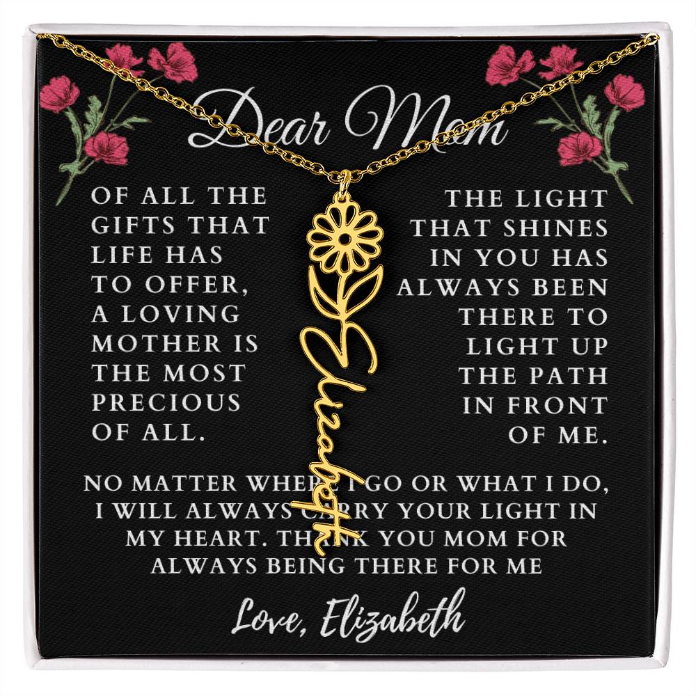 [Almost Sold Out] Floral Dear Mom Flower Name Necklace