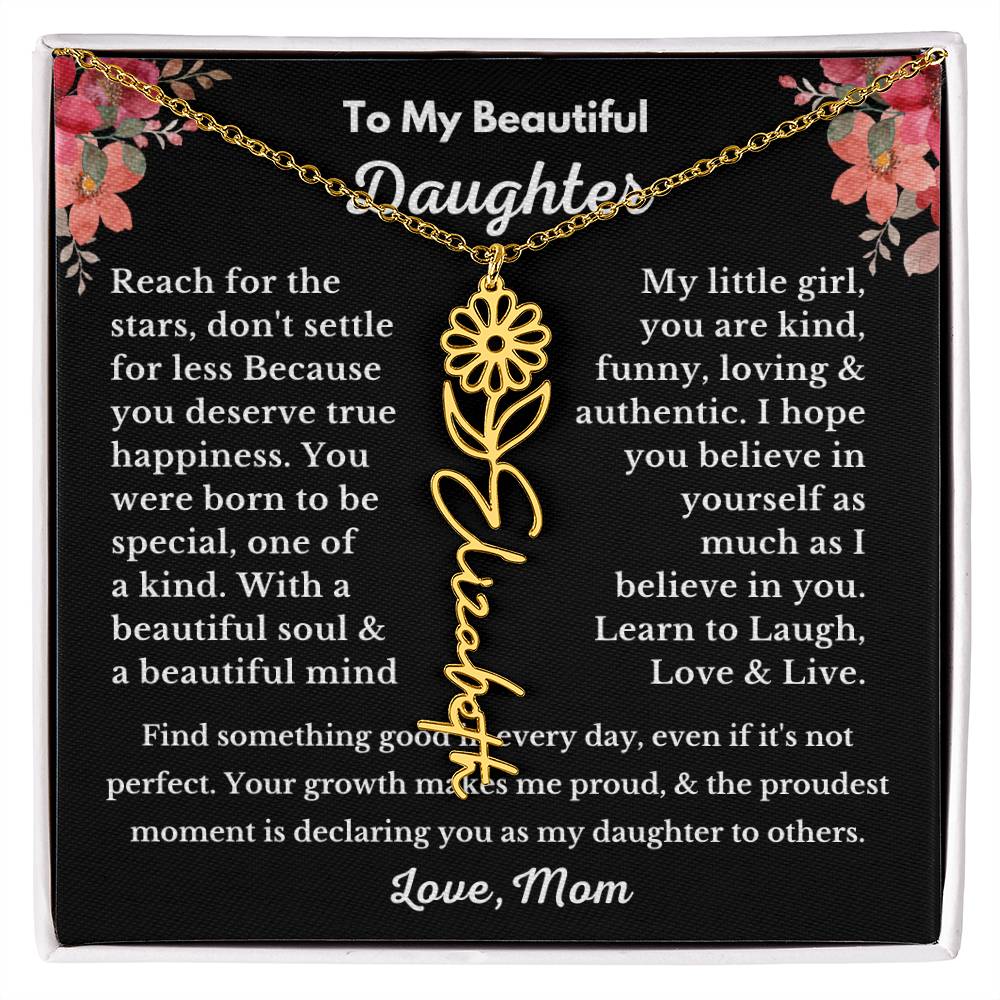 [ALMOST SOLD OUT] To My Beautiful Daughter Love, Mom Flower Name Necklace