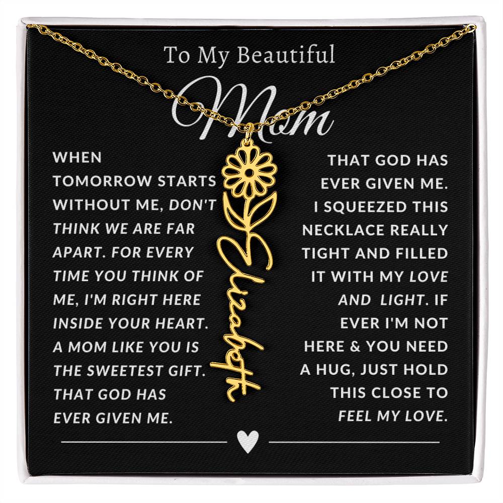 [ALMOST SOLD OUT] To My Beautiful Mom Heart Flower Name Necklace