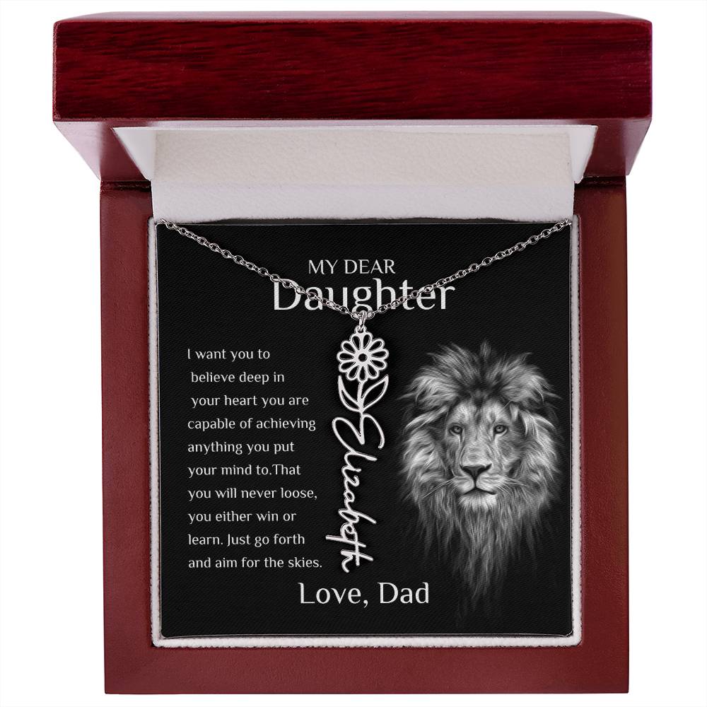 Personalized Name Necklace With Birth Flower for Daughter