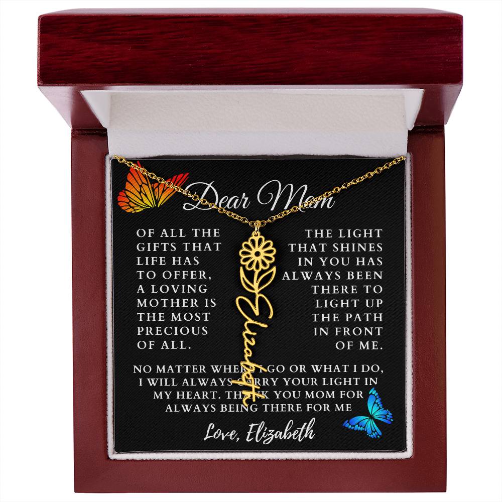 [Almost Sold Out] Butterflies Dear Mom Flower Name Necklace