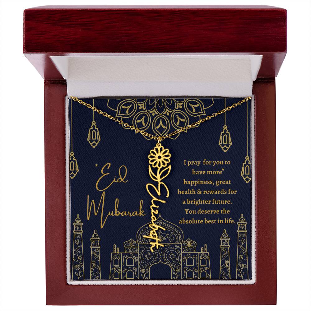 [ALMOST SOLD OUT] I PRAY FOR YOU TO HAVE MORE HAPPINESS BLUE AND GOLD FLOWER NAME NECKLACE